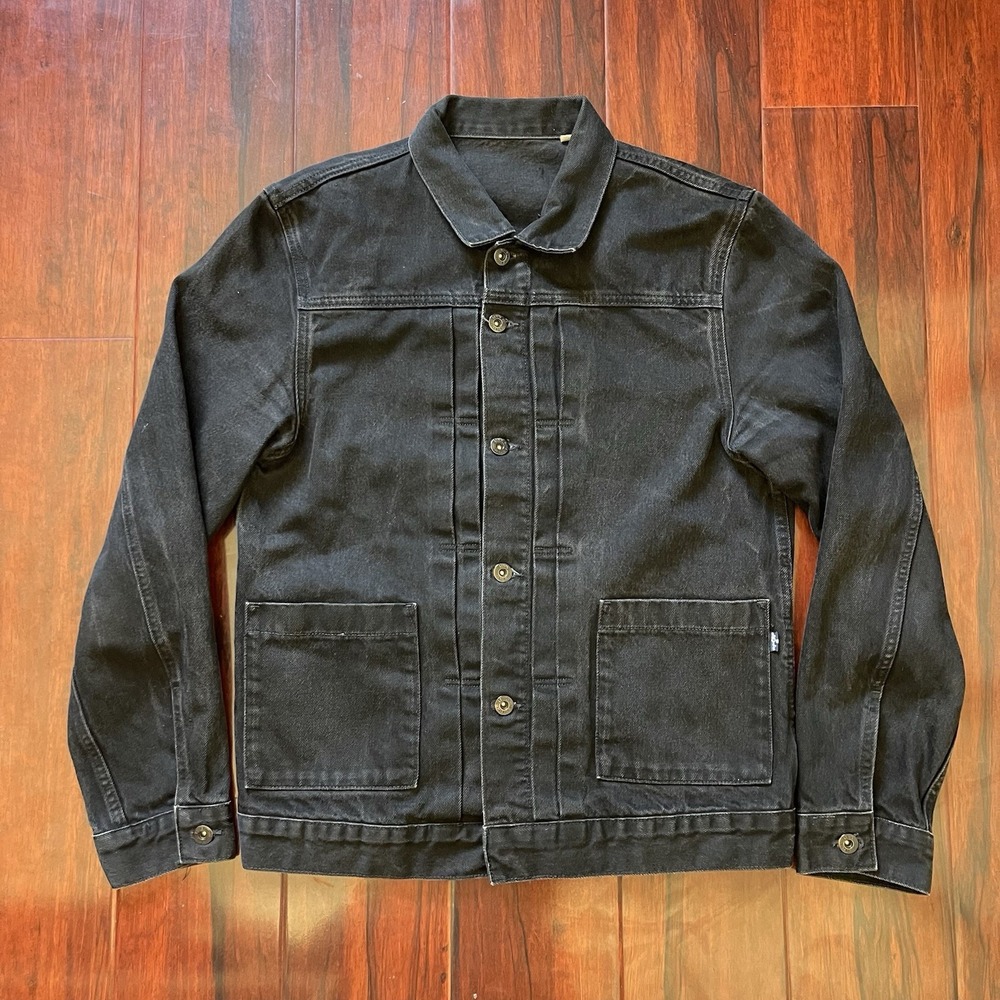 Levi's Made & Crafted Type 2 Worn Trucker Jacket Black Denim Big E Men's Medium